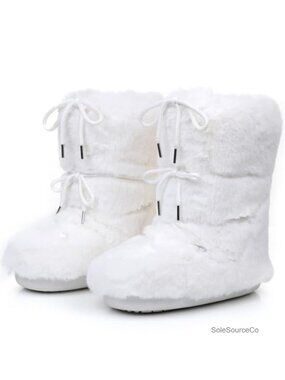 Womens Faux Fur Mid-Calf Winter Snow Boots Fuzzy Fluffy